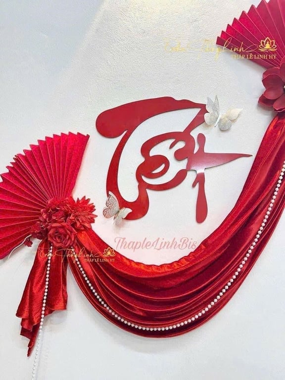 Sét decor vải nhung, chữ TẾT ALU cứng, trang trí nhà cửa .