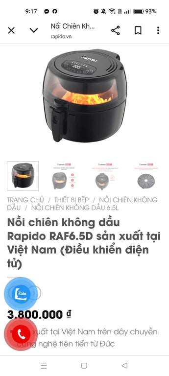 NỒI CHIÊN KHÔNG DẦU RAPIDO RAF6.5LM2