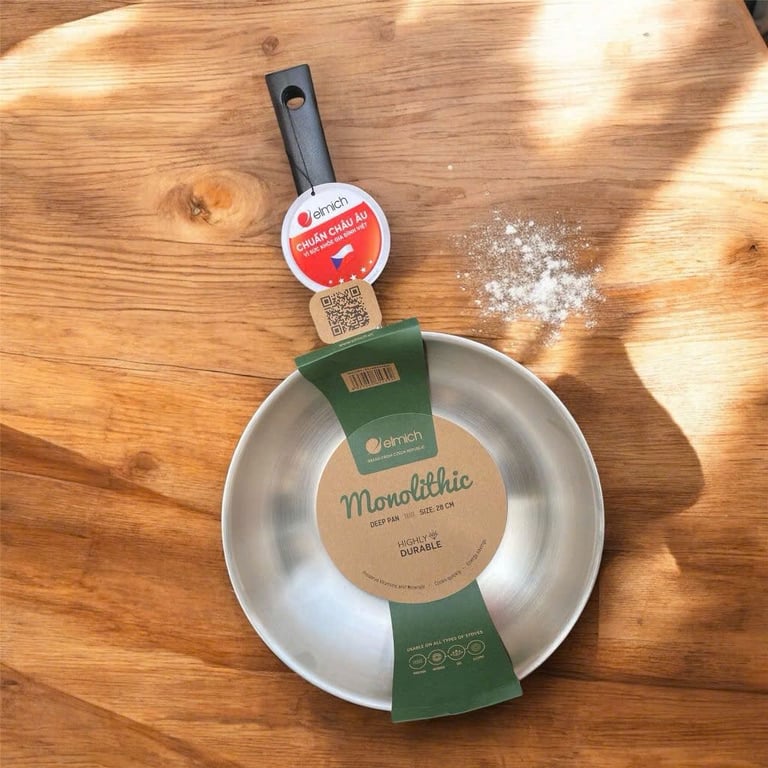 CHẢO XÀO INOX ELMICH TRIMAX ĐÁY LIỀN CÁN NHỰA SÂU LÒNG