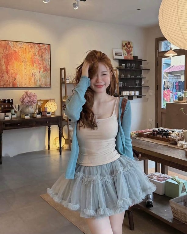 Set váy ngắn xanh - DT296