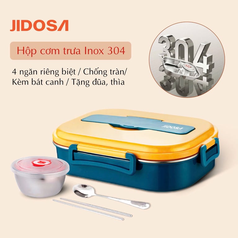 HỘP CƠM GIỮ NHIỆT VĂN PHÒNG INOX 304 JIDOSA