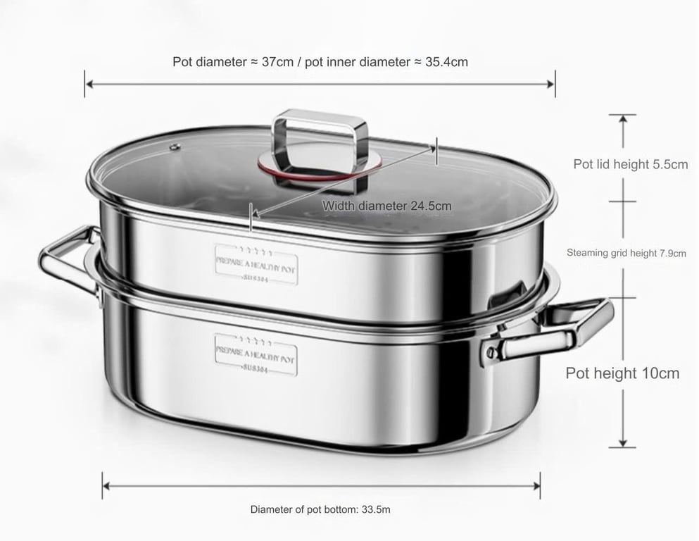 RK718 - NỒI HẤP CÁ 2 TẦNG INOX 304