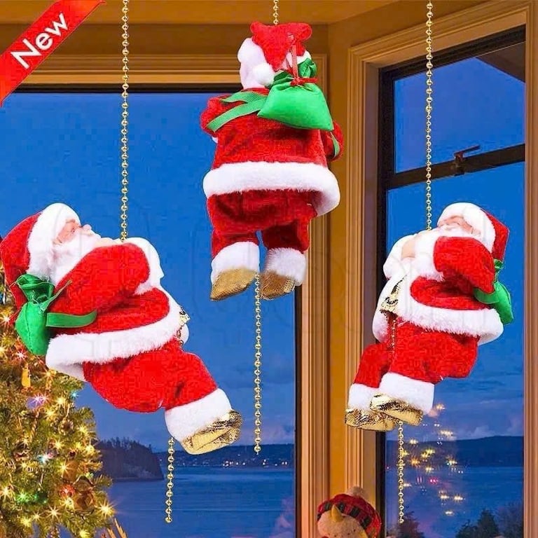 Ông già Noel 25cm siêu dễ thương đang leo dây