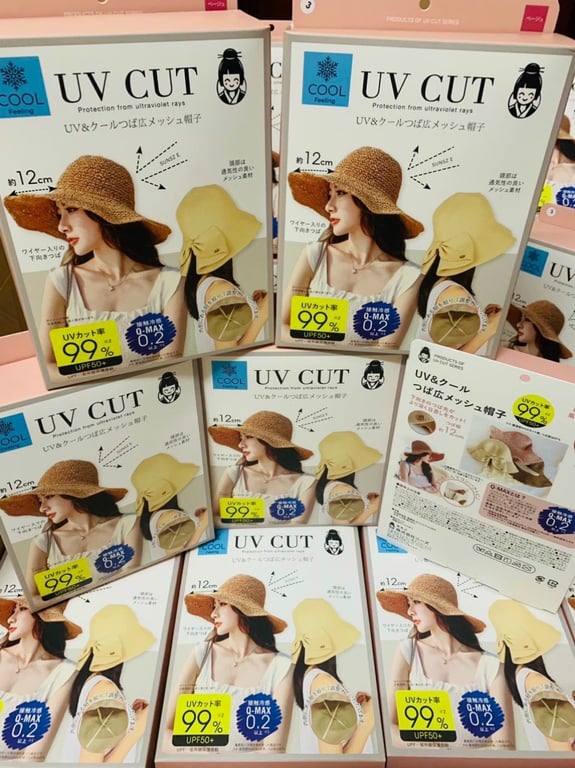 Mũ cói chống nắng Geisha x Uvcut Nhật Bản sang chảnh, chống lại 99% tia UV