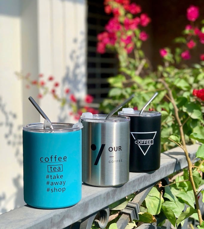 Cốc giữ nhiệt uống Cafe THANKS thể tích 350ML