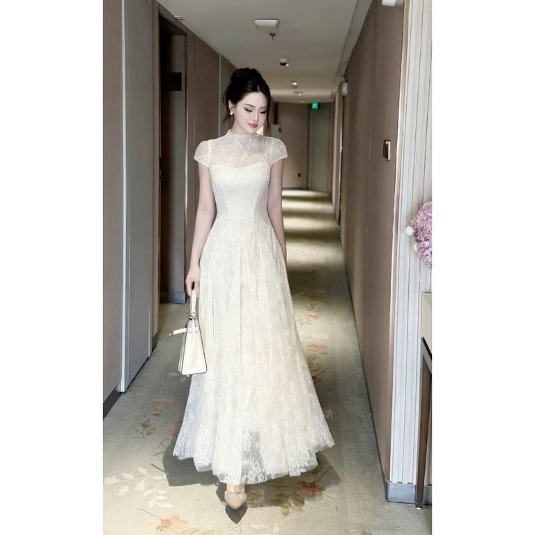 Váy kem ren mềm có chun eo