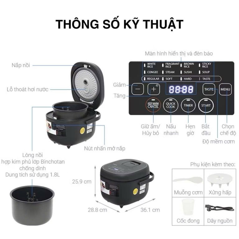 NỒI CƠM ĐIỆN TOSHIBA 18DR4 1.8L