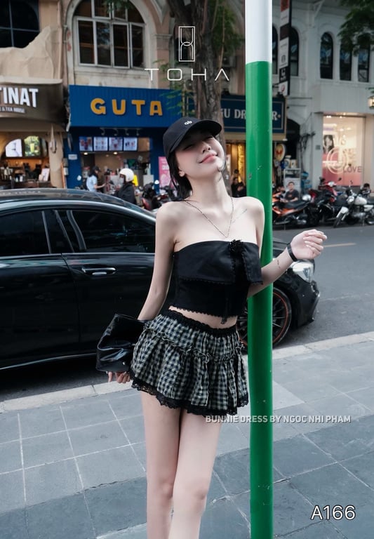 A166- set áo quây cv kẻ TOHA 2 màu