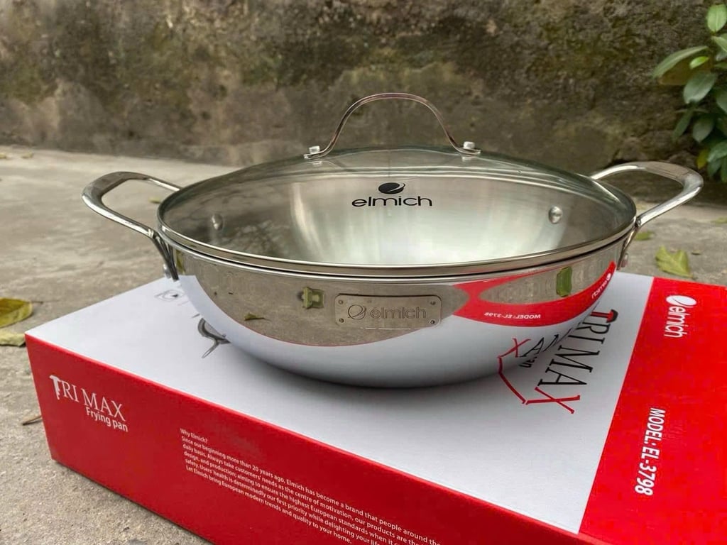CHẢO XÀO INOX CAO CẤP 3 LỚP ĐÁY LIỀN ELMICH TRIMAX EL3798