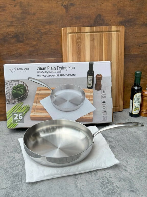 CHẢO ĐÚC INOX TRIPLY KAIYO CẠN LÒNG CÁC SIZE 20CM/24CM/26CM