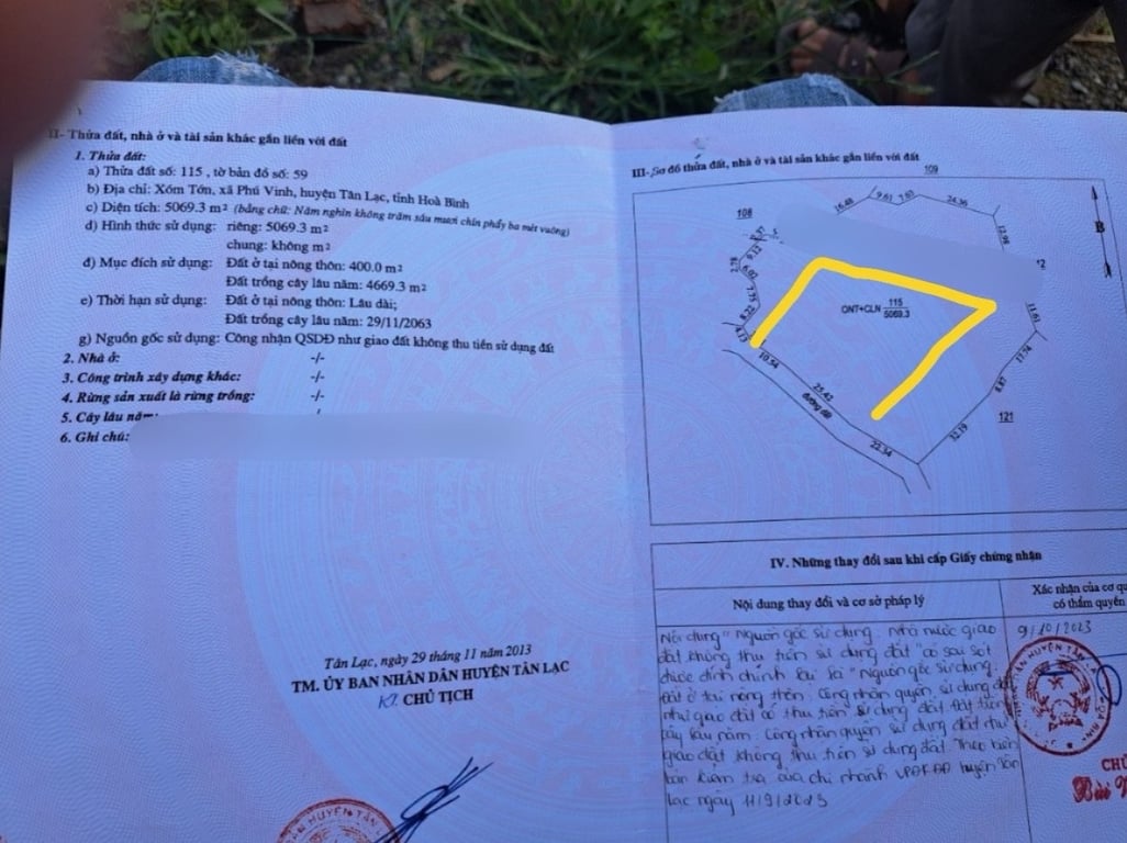 800m2-115m2 ONT tại Phú Vinh, Tân Lạc, Hoà Bình