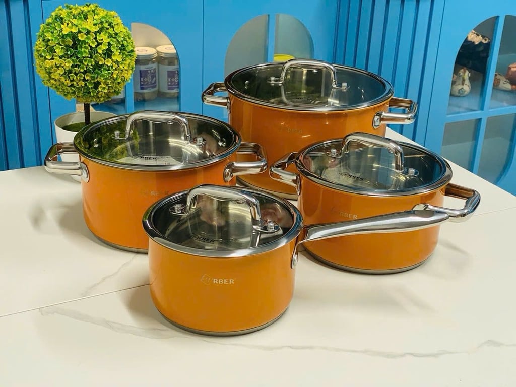 Bộ nồi từ chảo 5 món cao cấp màu cam ARBER - AN05SMC CAM CHÁY