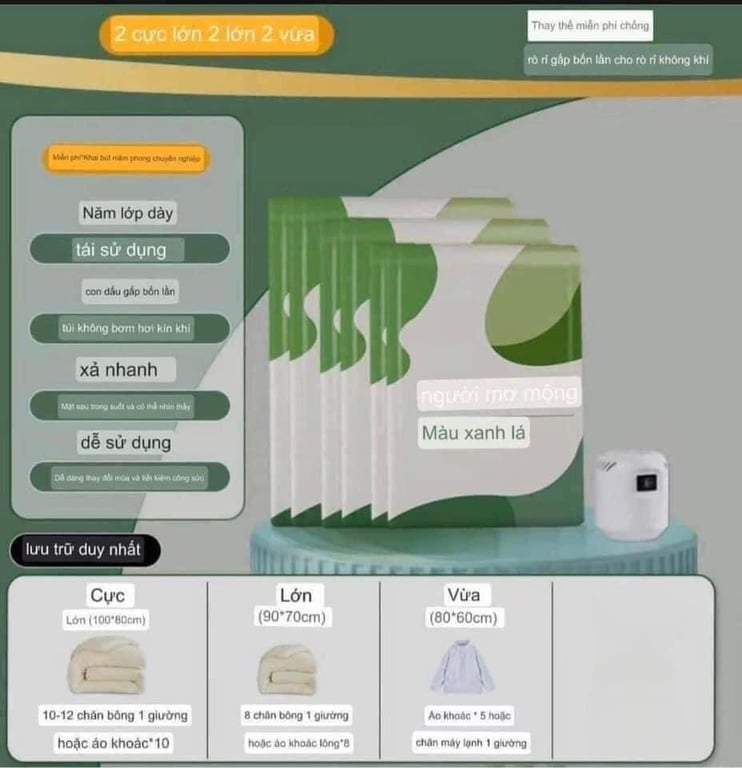 SET TÚI HÚT CHÂN KHÔNG ĐỰNG CHĂN MÀN - QUẦN ÁO👖