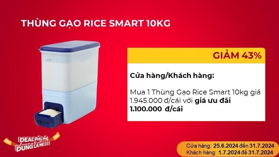 Thùng đựng gạo 10L tupper ware