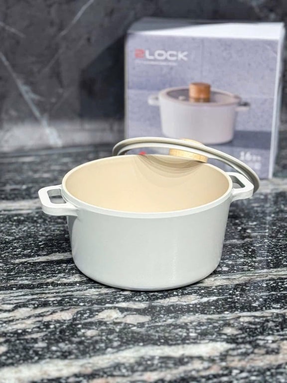 Nồi Chống Dính Đáy Từ 16cm FIKA NEOFLAM Hàn Quốc Nhôm Đúc Phủ Gốm (Màu Trắng Ngà)