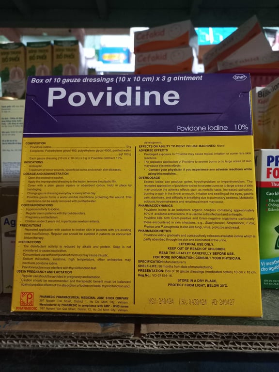 Gạc Povidin hộp 10 miếng
