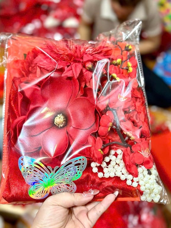 Sét decor vải nhung, chữ TẾT ALU cứng, trang trí nhà cửa .