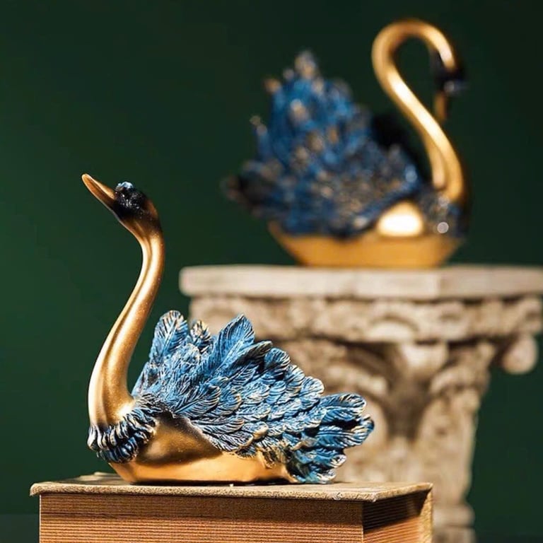 Cặp Thiên Nga xanh mạ đồng