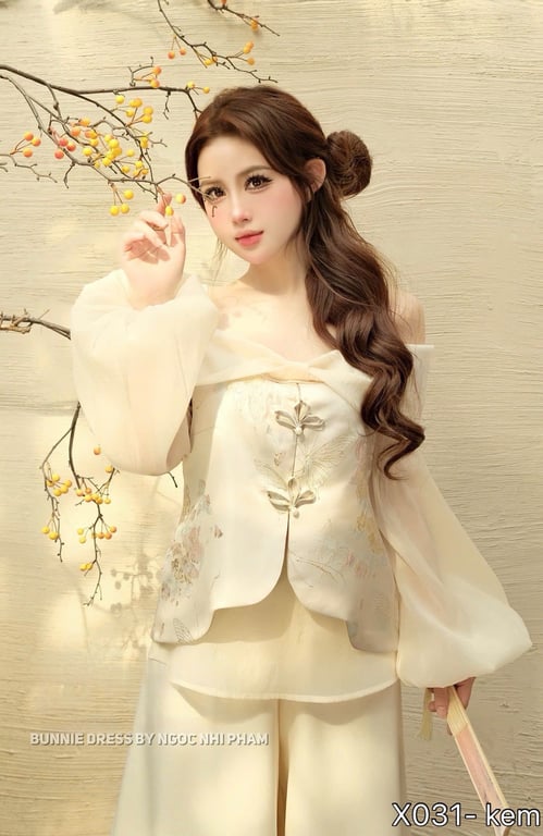 X031- set yếm tơ gấm 2 màu