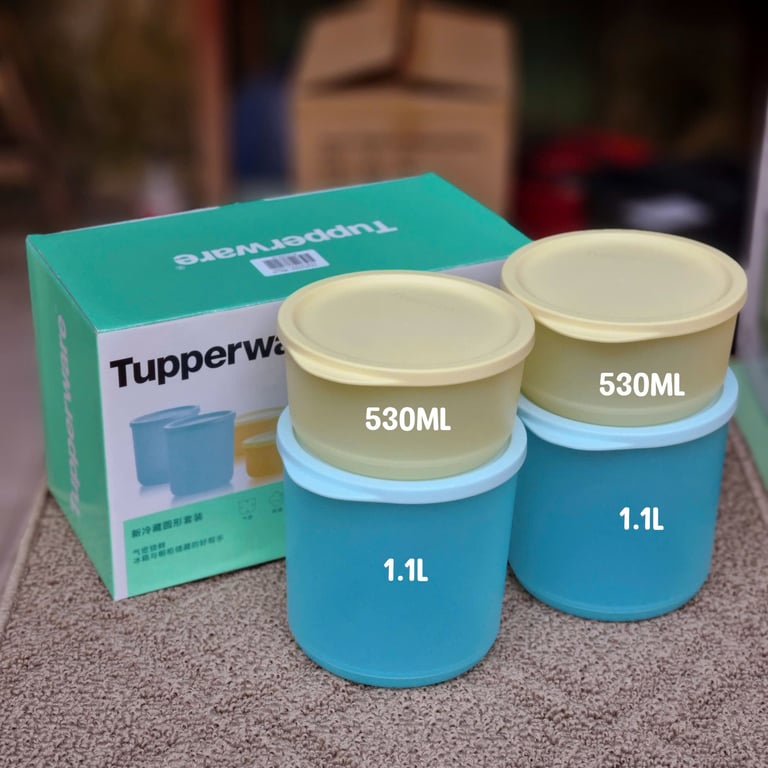 SET 4 HỘP TUPPERWARE TRỤ TRÒN NGĂN MÁT