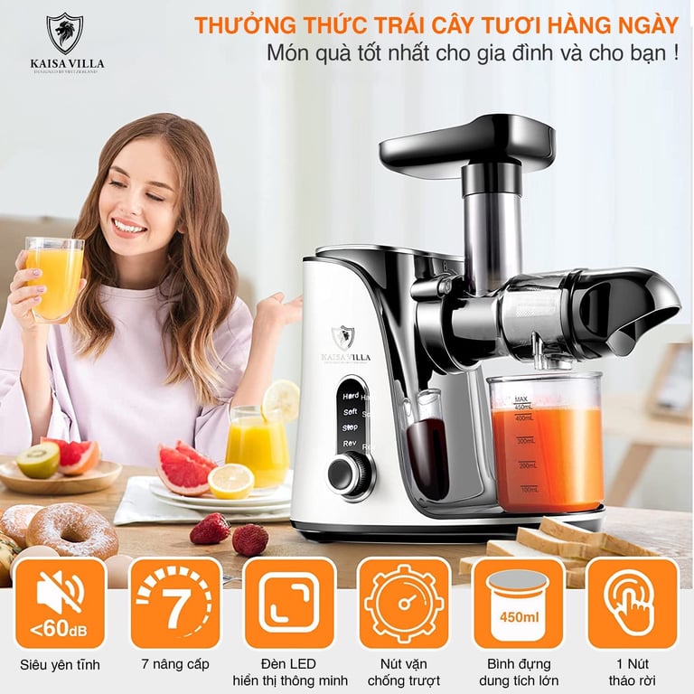 Máy Ép Trái Cây Tốc Độ Chậm Trục Ngang Kaisa Villa KV-ZS168