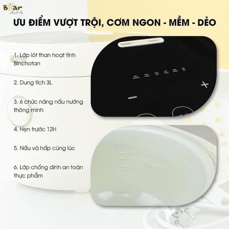 NỒI CƠM ĐIỆN BEAR NC30B BẢN TIẾNG VIỆT 3 lít