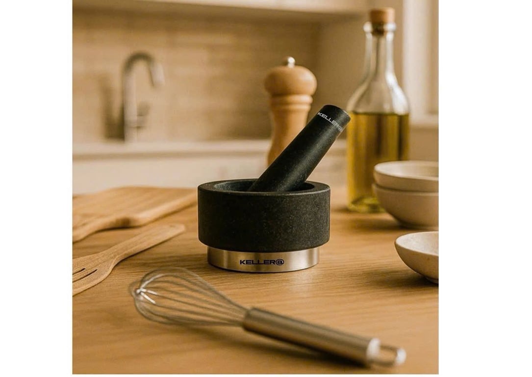 Bộ chày cối đá tự nhiên Granite nguyên khối Keller 14cm