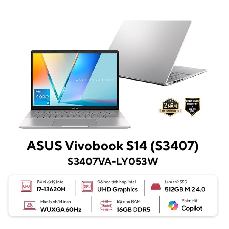 Laptop ASUS Vivobook S14 S3407VA-LY053W