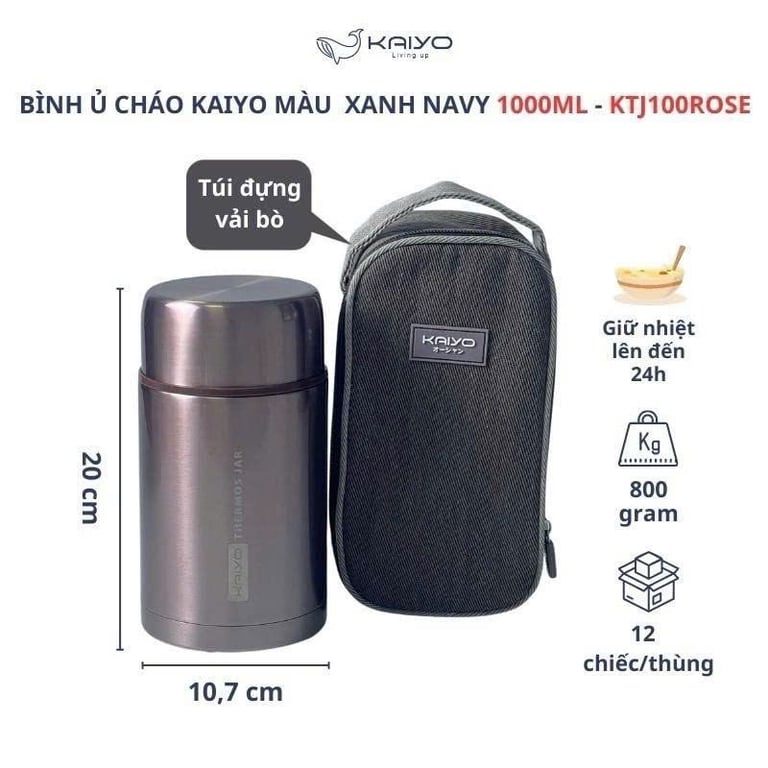 Bình cháo giữ nhiệt kaiyo 750ml-1000ml