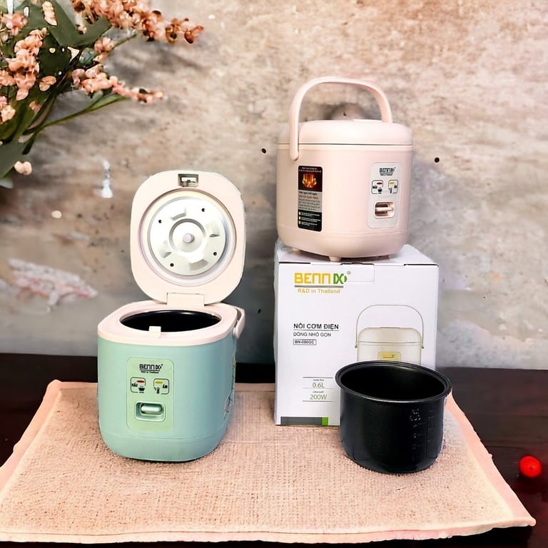 🍃 NỒI CƠM ĐIỆN MINI 0,6 LÍT BENNIX BN-006GC