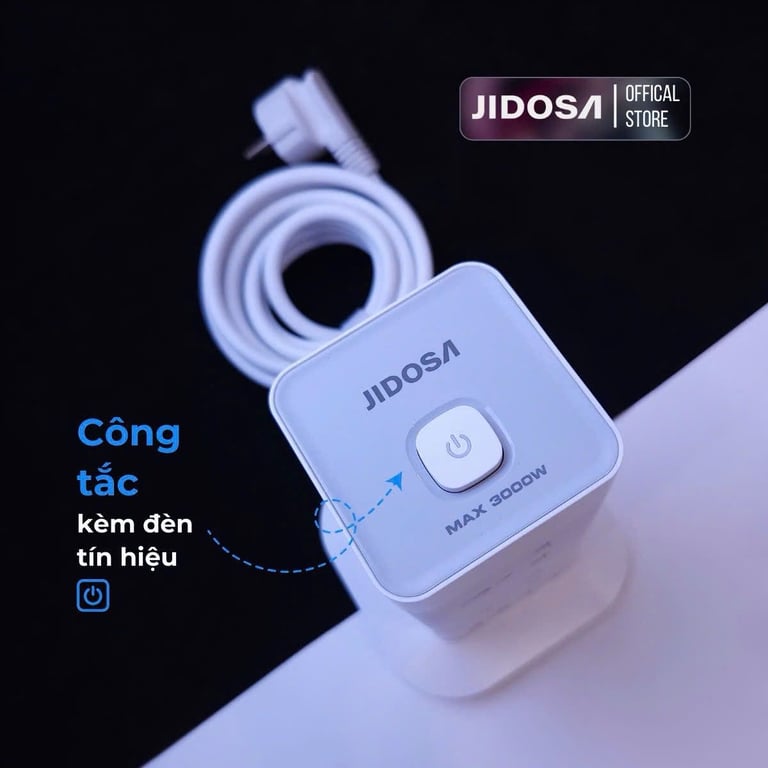 Ổ CẮM ĐIỆN THÁP VUÔNG JIDOSA 3000W  4 cắm, 8 ổ cắm, 12 ổ cắm