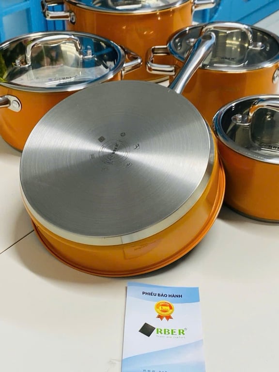 Bộ nồi từ chảo 5 món cao cấp màu cam ARBER - AN05SMC CAM CHÁY