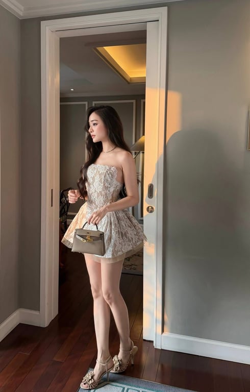 Chouchou - váy cúp ngực ren hoa full gọng - sz S