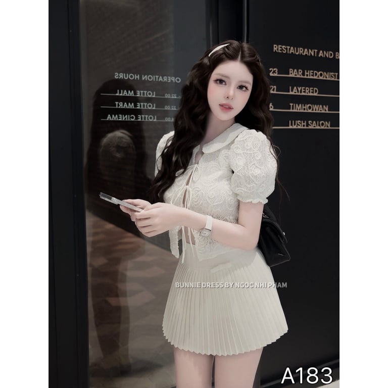 A183- set cv áo cổ bèo buộc nơ MPB