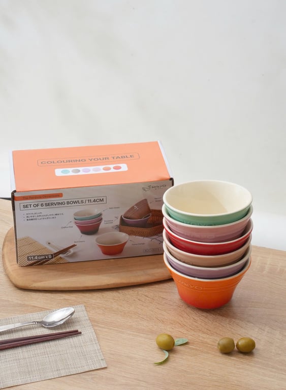 Bộ 6 bát cơm gốm sứ cầu vồng Kaiyo - size 11.4cm (mã KCC-5073)