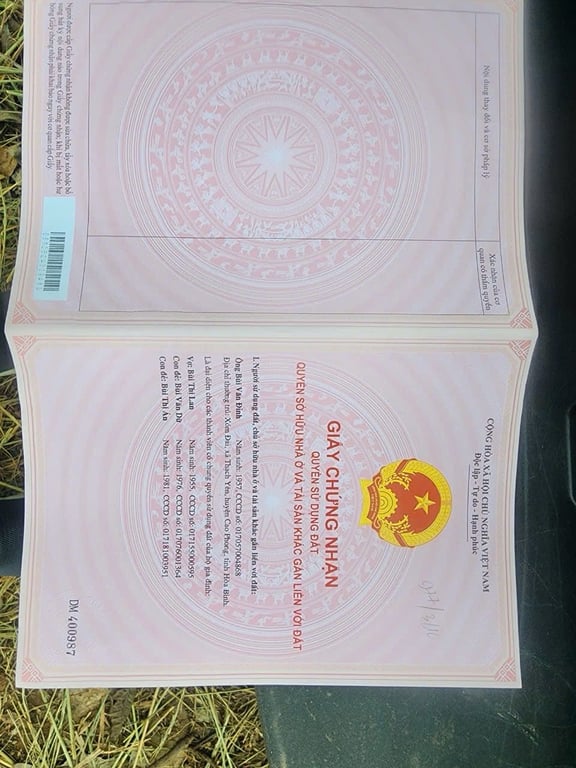 Thạch Yên, Cao Phong, Hoà Bình,thực tế sử dụng 1200m2, sổ 900m2, 200m2 thổ cư