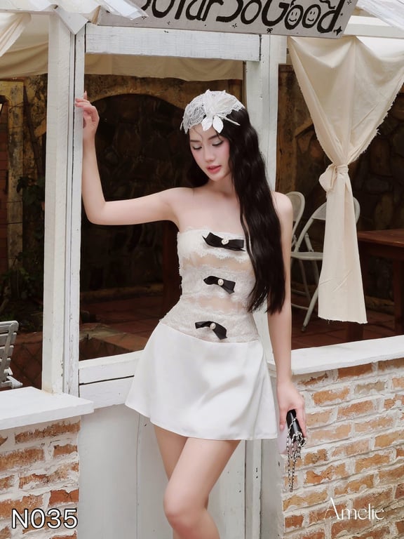 N035- váy ren cúp ngực