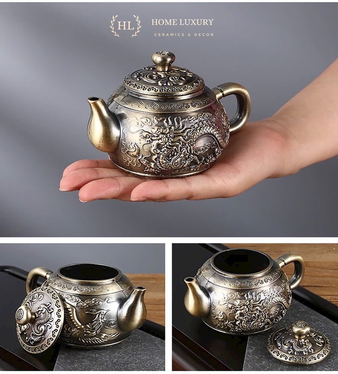 BỘ ẤM TRÀ ĐỒNG HOẠ TIẾT CỔ