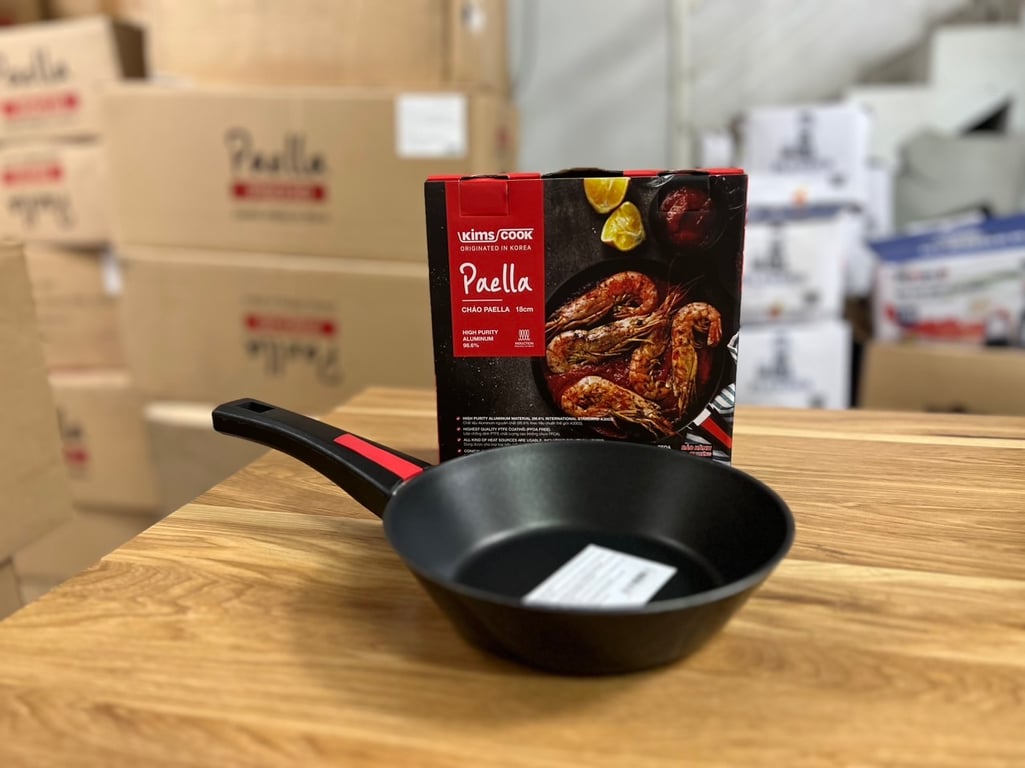 Chảo Paella đáy từ hợp kim nhôm chống dính KIMS COOK 18cm
