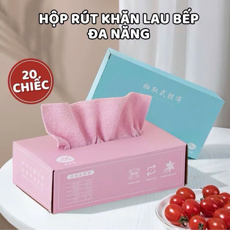 Hộp 20 Khăn Lau Siêu Thấm, Dạng Rút Tiện Lợi , Khăn Vải Đa Năng