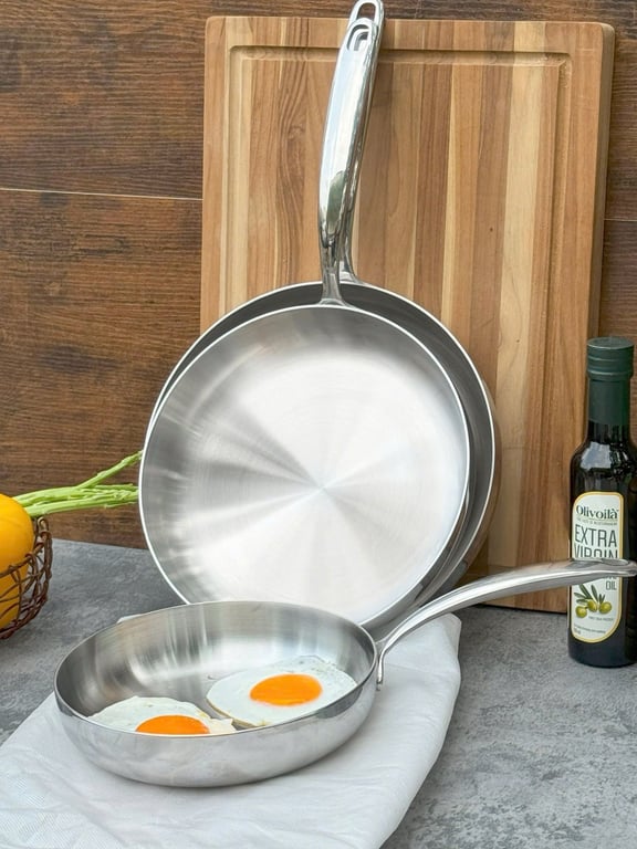 CHẢO ĐÚC INOX TRIPLY KAIYO CẠN LÒNG CÁC SIZE 20CM/24CM/26CM