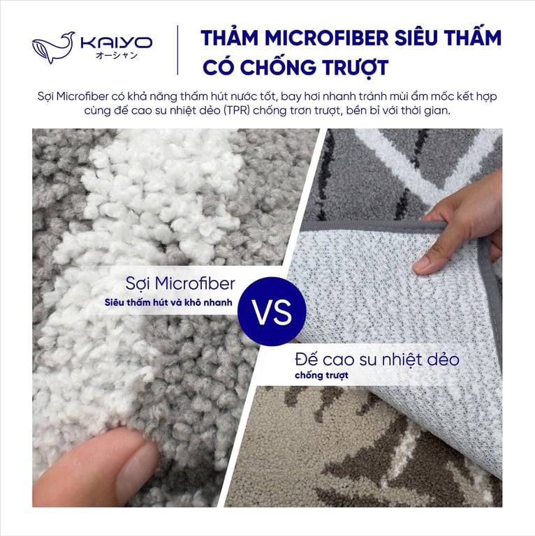 Thảm MicroFiber siêu thấm Kaiyo, 50x70cm