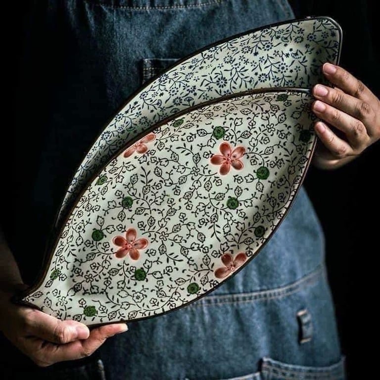 Đĩa cá phong cách Nhật, tráng men sứ