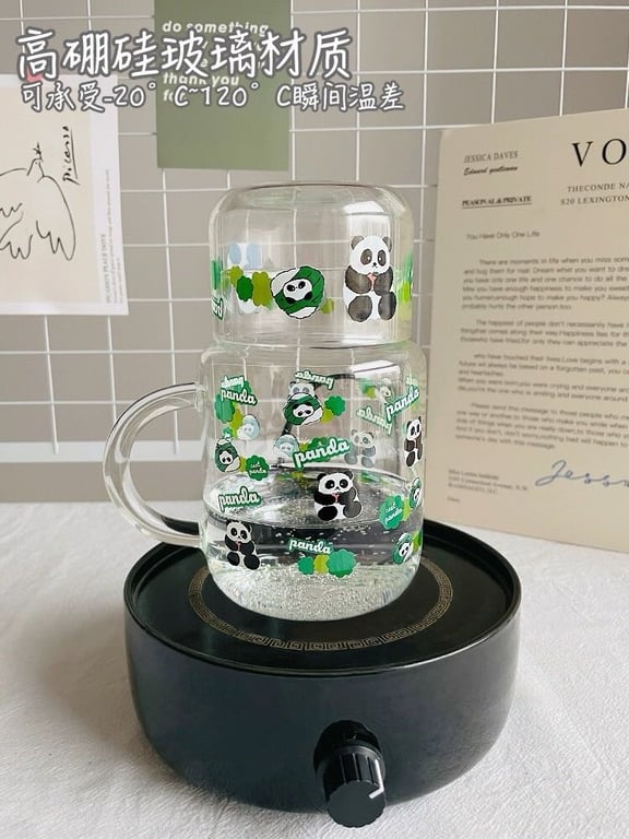 Bình thuỷ tinh gấu trúc 550ml