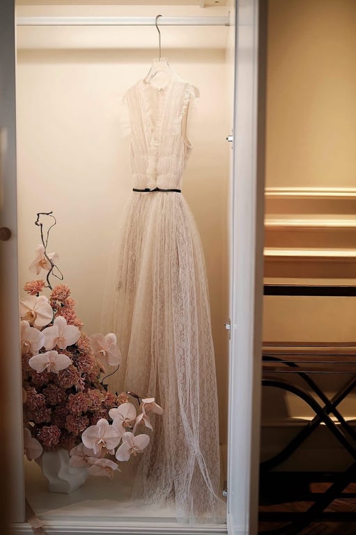 ChouChou - Váy kem lưới ren mềm - sz S