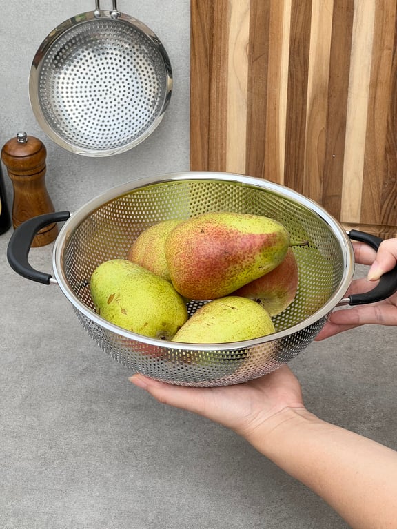 rổ inox liền khối 2 tay cầm có chân kaiyo