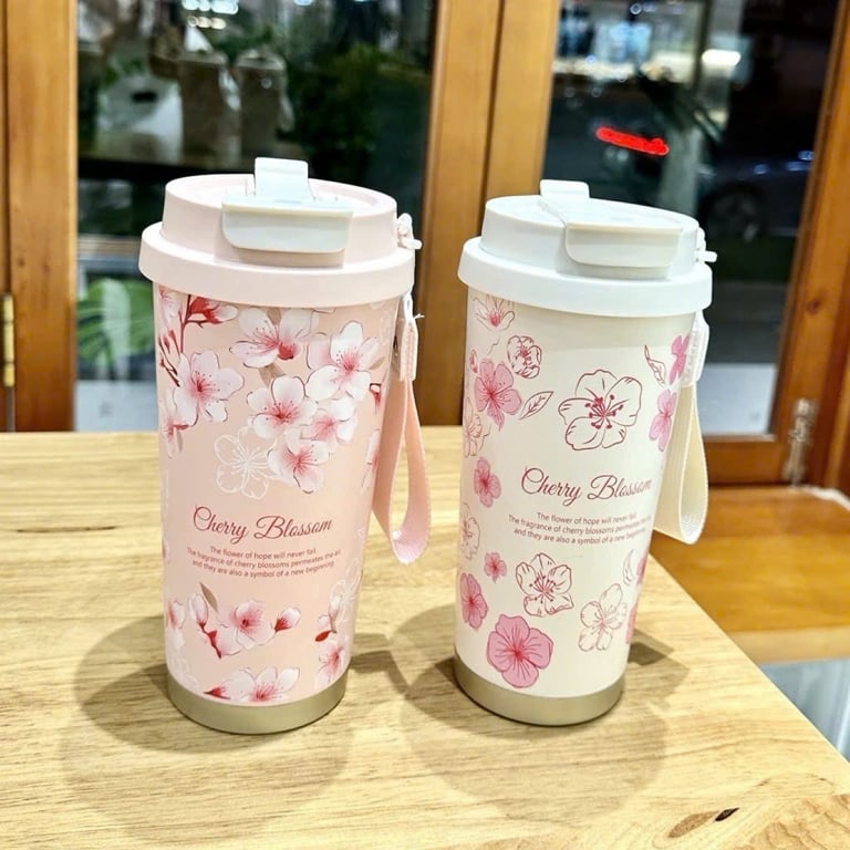 CỐC GIỮ NHIỆT HOA LÁ CÀNH CHERRY BLOSOM