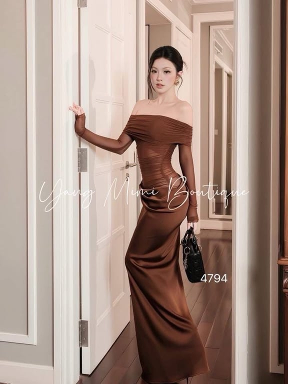 Váy body lưới nâu - DT254