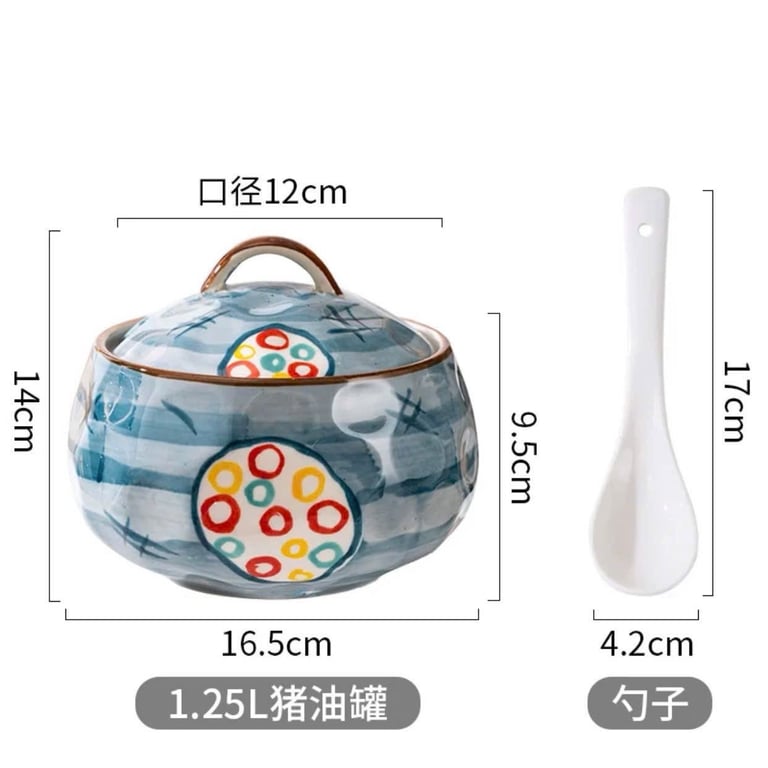 Liễn đựng mỡ, đựng gia vị 400ml/650ml/1250ml