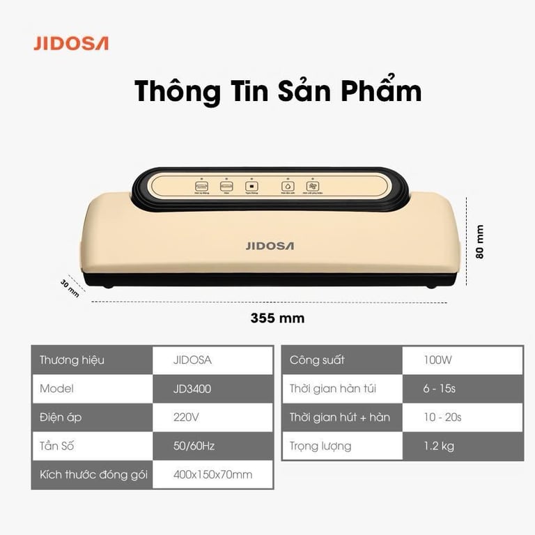 MÁY HÚT CHÂN KHÔNG JIDOSA- JD3400